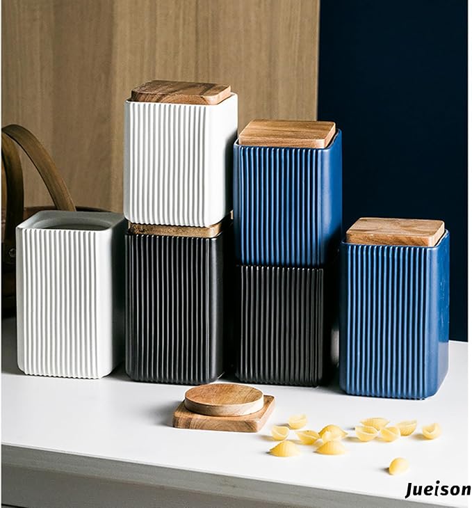Ceramic Storage Jars Modern Airtight Coffee Canisters With Lid (White,Small size,13cm*10cm)