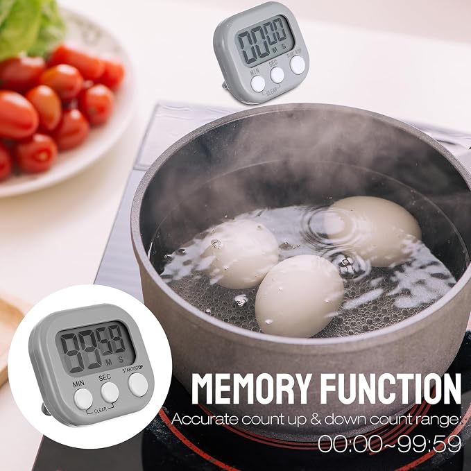 Weewooday 6 Pcs Digital Kitchen Timer Magnetic Timer Bulk On/Off Switch Minute Second Count up Countdown Loud Alarm for Exercise Cook Baking (Novel Color)