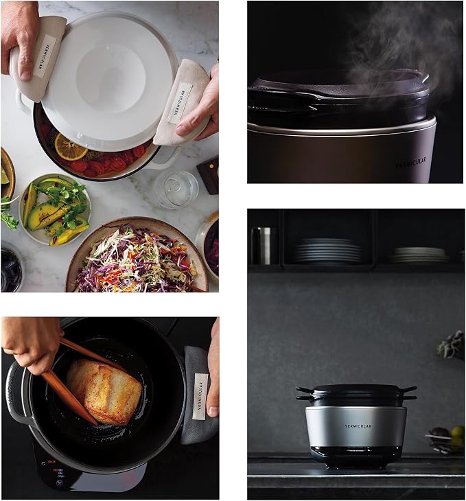 Vermicular Musui–Kamado Cast Iron Induction Cooker, Charcoal | Precision Temperature Control, Waterless Cooking, Non-Toxic Enameled Cast Iron Pot, Japanese Multicooker & Rice Cooker (120V)