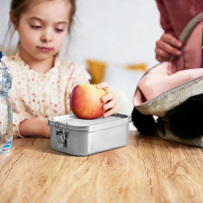 GOLDEN KEY 27oz Stainless Steel Bento Box for Kids,800ml Stainless Steel Lunch Box with Leakproof Condiment Container,3 Compartment Snack Containers for On the Go Meal,Freezer & Dishwasher Safe (Blue)