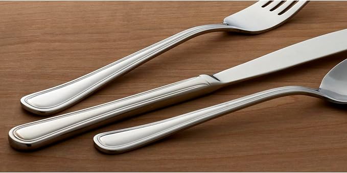 Oneida Tress 50-Piece 18/0 Silverware Set for 8, Flatware | mirror finish, dishwasher safe | includes serving spoons and utensil set | heavy duty, cutlery set for kitchen and dining