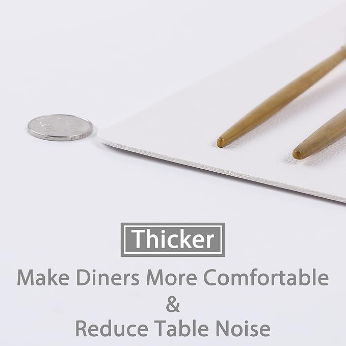 Wipeable Placemats Leather Table Mats Waterproof Heat-Resistant Easy to Clean for Dining Table Set Kitchen Table (6, White)