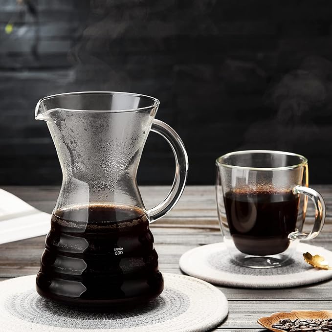 Unbreakable - Pour Over Coffee Maker with Permanent Stainless Filter 27 fl oz, Thickened Heat-Resistant Borosilicate Glass Dripper Coffee Brewer, Stovetop Safe