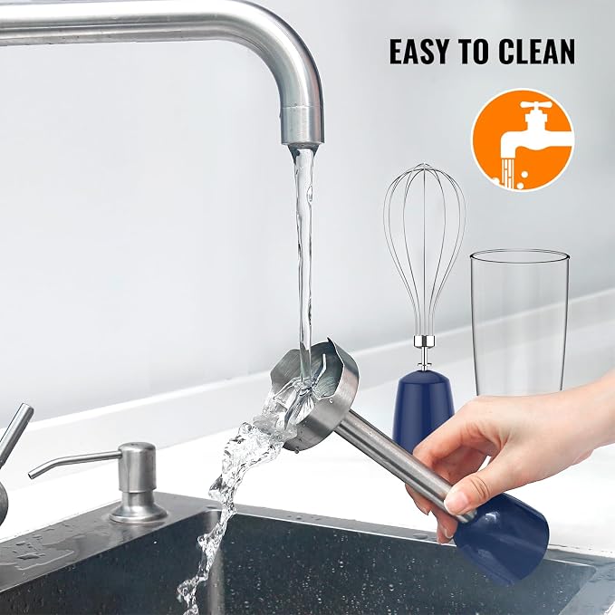 KOIOS 5-in-1 Hand Immersion Blender, 12 Speed Adjustable Emulsifier Handheld Blender, 1000W Copper Motor Stainless Steel Blade Hand Mixer with attachments, Blue