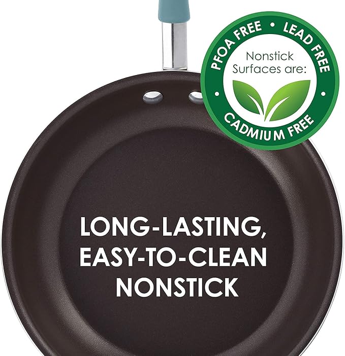 Rachael Ray Cucina Nonstick Frying Pan Set / Fry Pan Set / Skillet Set - 9.25 Inch and 11 Inch, Blue