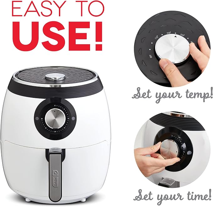 Dash Deluxe Air Fryer - Adjustable Temperature Control & Auto Shut-Off Feature - AirCrisp® Technology - Spacious Nonstick Basket - 1700 Watt - 6 Quarts - White