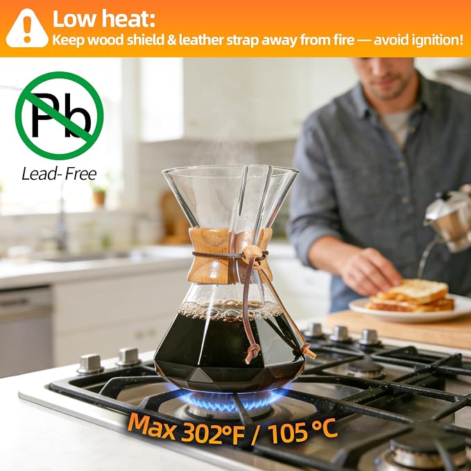 Pour Over Coffee Maker 14 OZ, 4 Cup Borosilicate Glass Drip Coffee Maker with Reusable Stainless Steel Filter and Cork Grip for Home Café 400 ML (Diamond Shape)