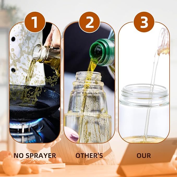 Himal's 16oz/ 470 ml Glass Olive Oil Dispenser and Sprayer Bottle,2 in1 Cooking Oil Spray Container for Kitchen