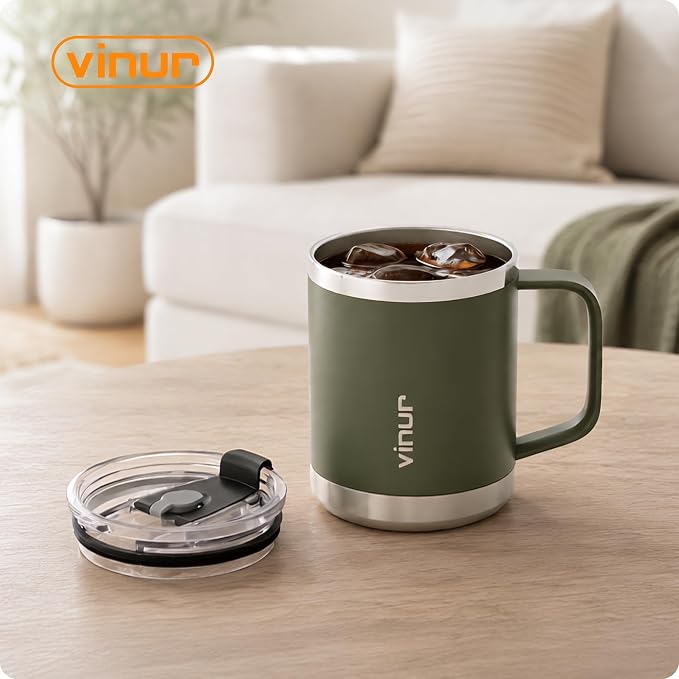 VINUR Stainless Steel Pour Over Coffee Maker-12 oz Insulated Coffee Maker | Stainless Steel Double Wall Vacuum Insulated Coffee Maker With Stainless Steel Filter for Home, Camping, Office (Grass Green)