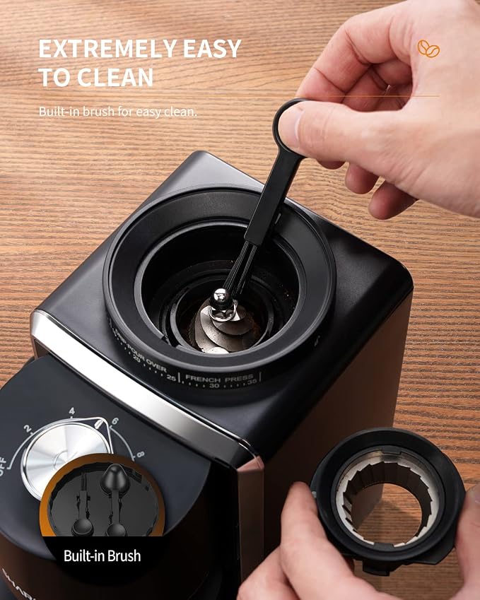 KIDISLE Conical Burr Coffee Bean Grinder, 35 Settings, Anti-Static, Black | For Espresso, French Press, Pour-Over, Drip, Grinds 2-12 Cups, Electric Grinding, Easy Clean, Removable Parts, Compact Design