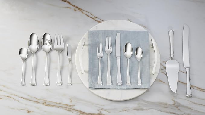 Lenox Portola 5-Piece Silverware Serving Set, Flatware | mirror finish, dishwasher safe | heavy duty, cutlery set for kitchen and dining, serving utensil set