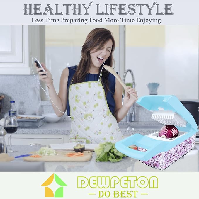 Vegetable Chopper Mandoline Slicer Home Kitchen Appliance Essential Gadget | Pro-Series Veggie Cutter with Container for Food Onion Fruit Salad Potato Christmas Gift House Cooking Supply Tool