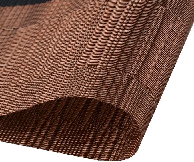 SHACOS Placemats Set of 6 Woven Vinyl Place Mats for Dining Table Heat Resistant Table Mats Wipeable (6, Ombre Coffee Black)