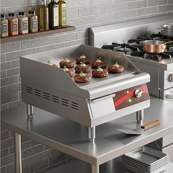 Commercial Electric Griddle 16", 1750W, 120V, for Restaurant