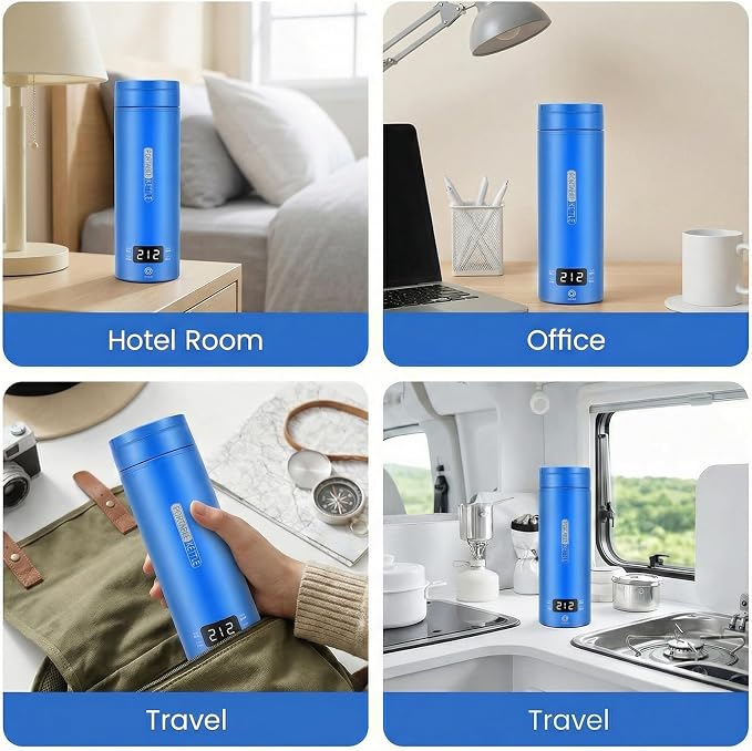 Travel Kettle,Portable Electric Kettle with Temperature Control, Brews Two Cups of Coffee, 316 Stainless Steel Inner Tank, Elegant Blue