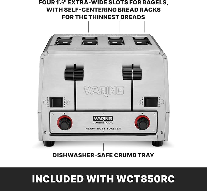 Waring 4-Slot Toaster with 380 Slices an Hour & 120V | Switchable Bread and Bagel Toaster, 380 Slices an Hour, Uniformly Toasts Bread, Bagels, Texas Toast, & Frozen Waffles, 120V