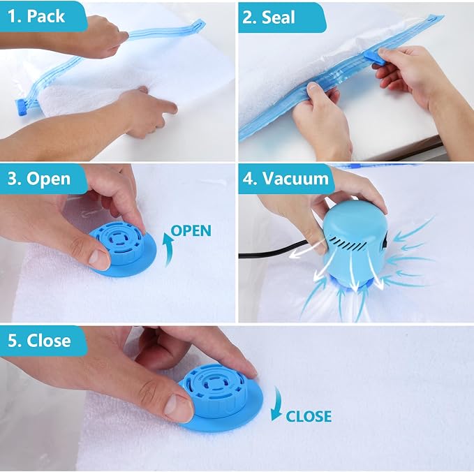 Travel Electric Vacuum Pump for Vacuum Storage & Seal Bags, Blue | Portable Vacpack Air Pump for Compression Clothing Blanket Luggage(Storage Bag Not Included)