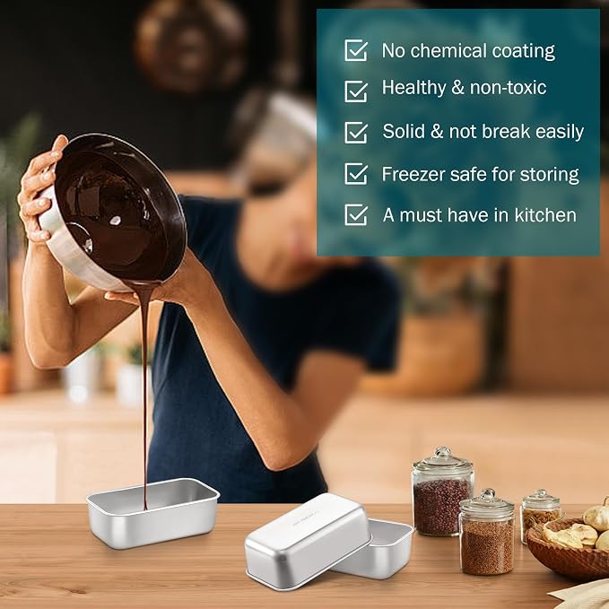 TeamFar Mini Loaf Pan, 8 PCS Stainless Steel Loaf Pans for Baking Bread | 6.3 x 3.5 Inch Bread Baking Pan for Homemade Bread, Meatloaf, Cake and Brownies, Non-Toxic, Oven & Dishwasher Safe