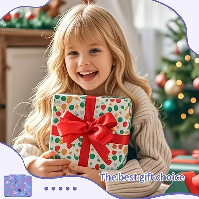 Bento Lunch Box for Kids, Leak-Proof 5-Compartment Cute Lunchbox for Boys Girls, Drop-Proof, Food Container Microwave & Dishwasher Safe, Back to School Supplies for Ages 3 to 7, Purple/Butterfly