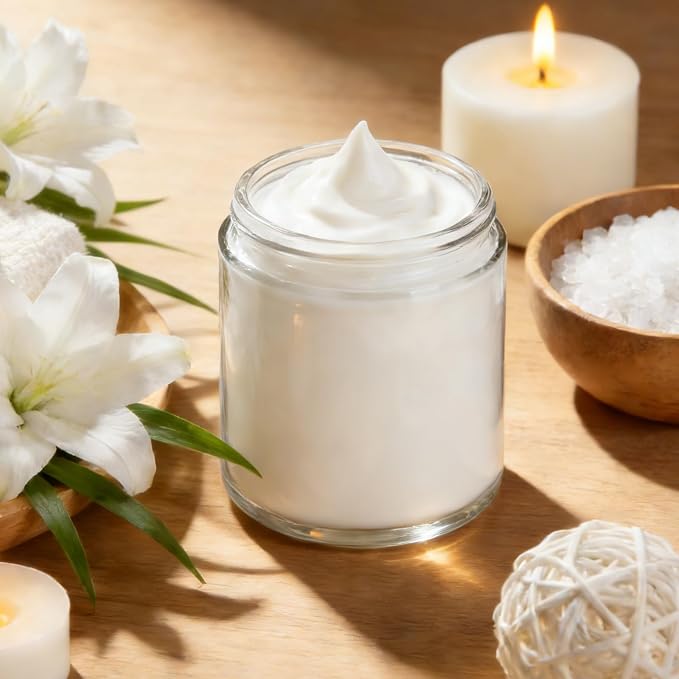 24 Pack 8 oz Clear Glass Jars with Lids, Empty Candle Making Containers | Refillable bulk empty body butter containers, plastic wood-grain lids; ideal for lotion, cream, body scrub, ointment, food