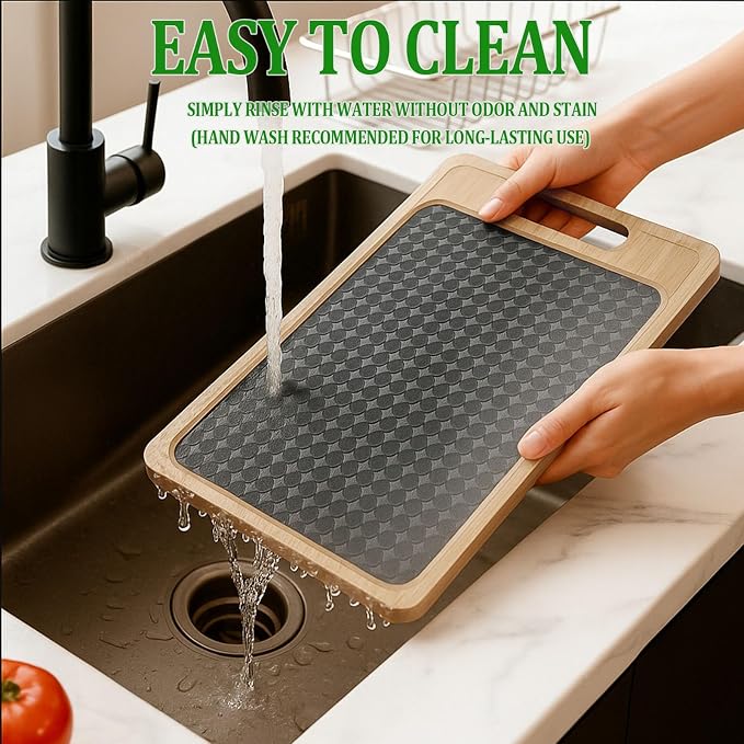 Double Sided Bamboo & Stainless Steel Cutting Board, 15"×11" Large | Juice Groove, Handle, Non Toxic, Charcuterie Board,Ideal Gift for Kitchen,Easy Care,resists scratches and odors,camping use