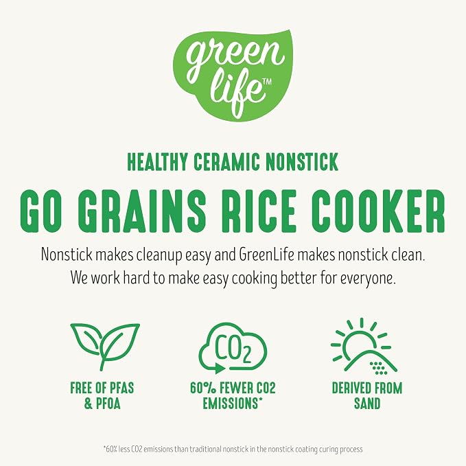 GreenLife Digital Rice Cooker, 2-Cups Uncooked/4-Cups Cooked, Turquoise