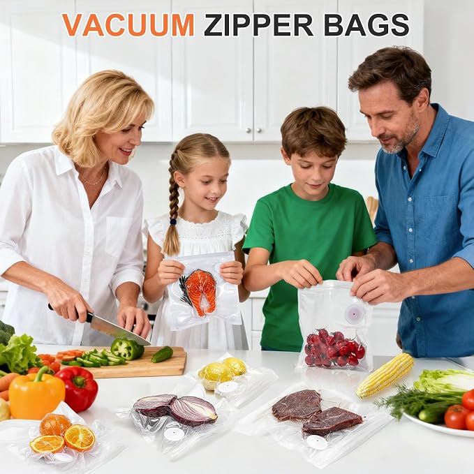 20PCS Vacuum Sealing Bags, Reusable Vacuum Sealer Bags for Food, BPA-Free Vacuum Zipper Bags, Sous Vide Bags for Food Storage (L, XL)