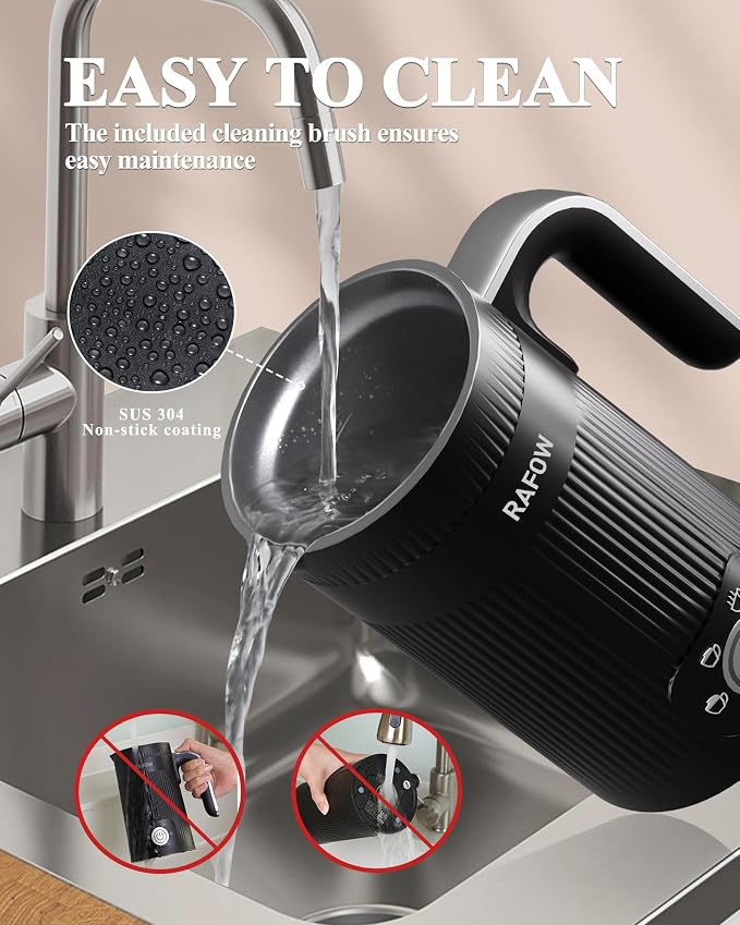 4 in 1 Electric Milk Frother: Automatic Milk Steamer Large Capacity Hot & Cold Coffee Foam Froth Maker, Milk Warmer Foamer for Latte, Cappuccino, Hot Chocolate