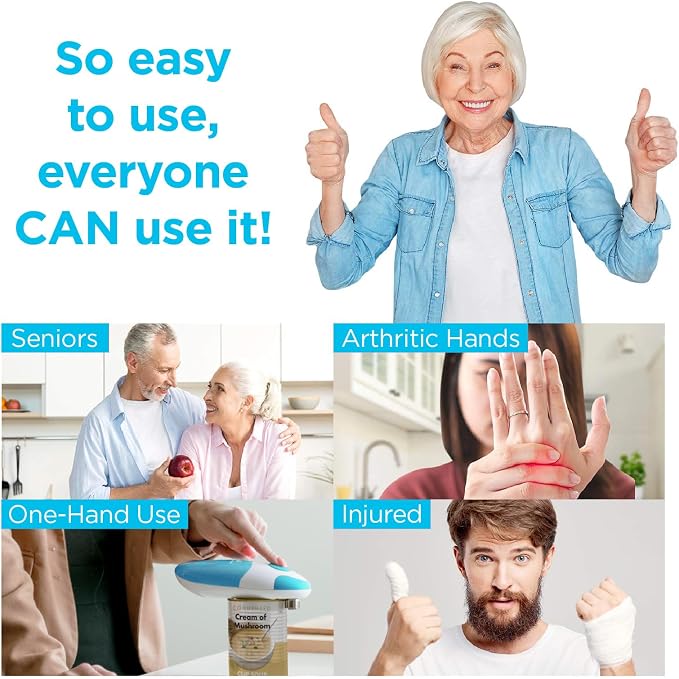 Kitchen Mama Auto Electric Can Opener, Sky Blue | Automatic, Hands Free, Smooth Edge, Food-Safe, Battery Operated
