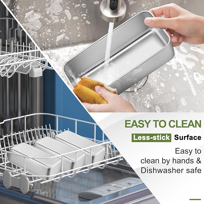 P&P CHEF Loaf Pan, 9 x 5 Inch Stainless Steel Bread Pan, (Silver, 8Pcs) | Loaf Toast Baking Pans Tins Set For Bread Meatloaf Lasagna Cake, Healthy & Sturdy, Oven & Freezer Safe, Easy to Clean