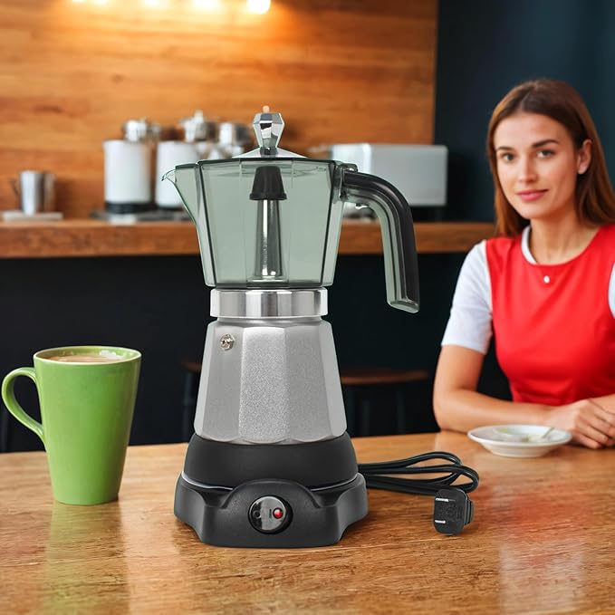 LAOION 6 Cup Manual Espresso Maker, Small Espresso Machines for Home | Cuban Coffee Maker with Detachable Base & Overheat Protection,Cafeteras Electricas Modernas Moka Pot,Greca Electrica De Cafe