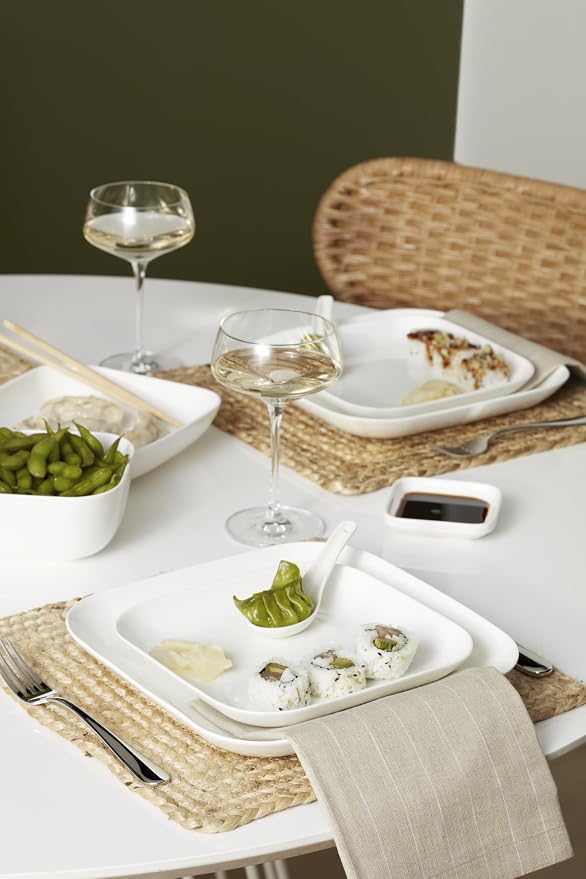 Lenox Studio 1414 Square Bone China 16-Piece Dinnerware Set for 4 | dishwasher safe | plates and bowls sets for kitchen and dining | 10.19 inch plate, dish set, dishes, chip resistant