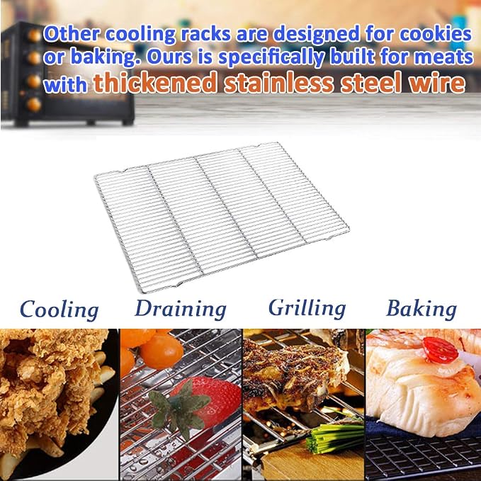 Wire Cooling Racks For Baking 9.3"X13.6" Oven Safe Small Grid Fits Air Fryer/Stockpot/Instant Pot/Pressure Cooker, Stainless Steel Rust Free Rectangle Canning Rack (9.3"X13.6",34.5X23.6cm)
