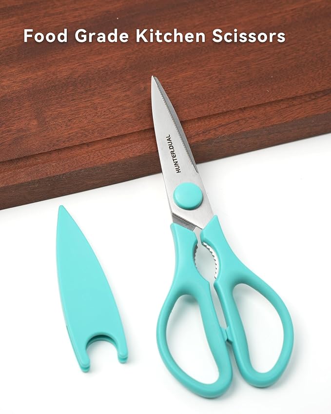 Kitchen Scissors for Food, HUNTER.DUAL Heavy Duty Come Apart Poultry Shears for Cooking, All Purpose for Cutting Chicken, Meat, Fish & Vegetables (Auqa, 8.35 Inch)
