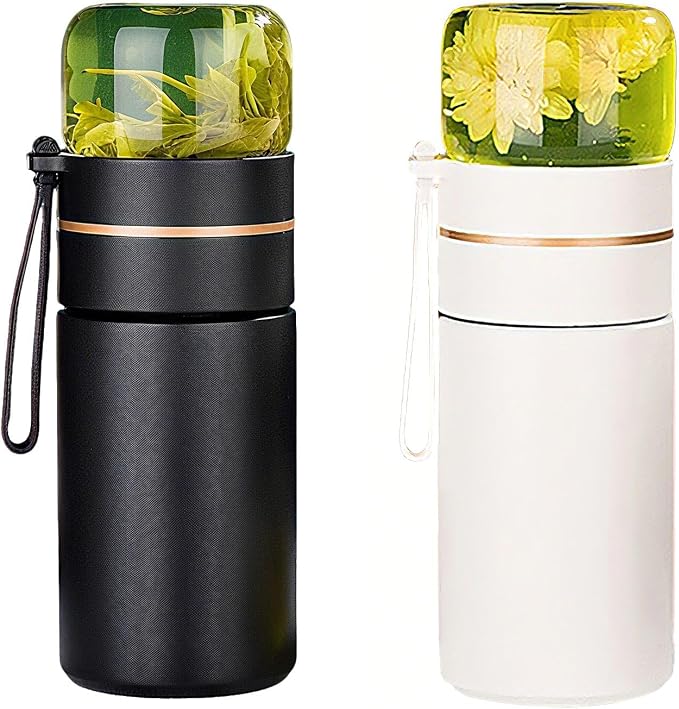 Glass Teapot With Infuser, Travel Tea Mug, Portable Tea Infuser Bottle 15OZ | Loose Tea Cup With Infuser And Lid,Tea Mug With Infuser For Outdoor,Tea Tumbler at Home,Tea Maker for Tea Lovers