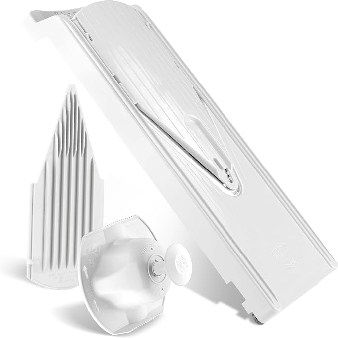 Börner Mandoline Slicer V3 (Basic Set) • V-Slicer for Vegetables & Fruits • Adjustable Kitchen Slicer • 3 Thickness Settings • With Rubber Feet & Stainless Steel V-Blade • Color: White