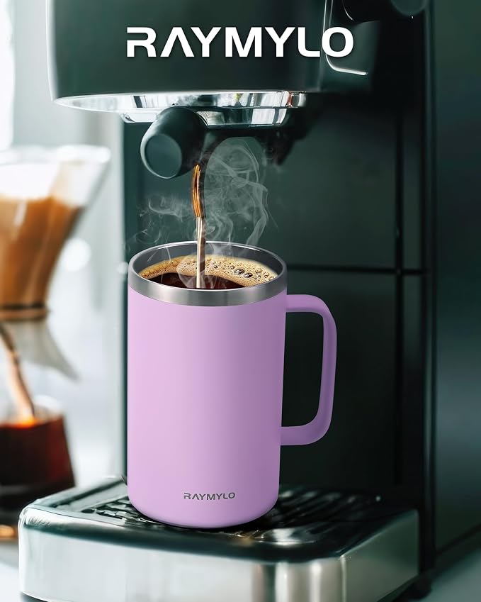 Insulated Travel Large Coffee Mug with Handle, Coffee Tumbler Cup 24oz | Detachable Lid for Thoroughly Clean, Thermal Cup with Double-Wall Stainless Steel Vacuum Insulation, Spill Proof & BPA Free