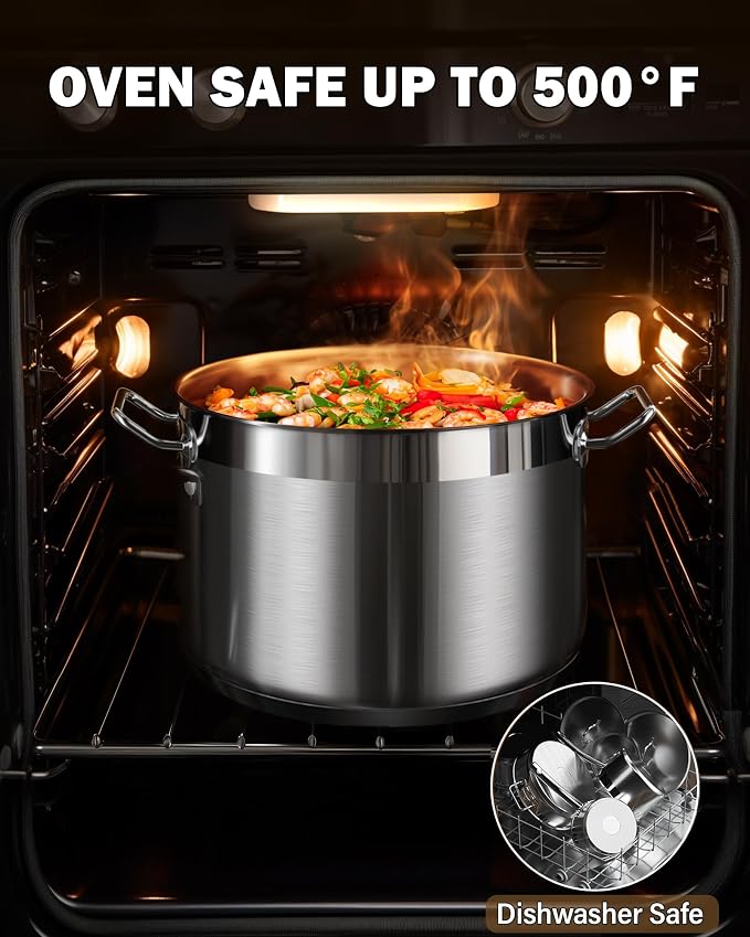 Cooks Standard Professional 8 Quart Stainless Steel Stock Pot with Lid | Induction Cookware for Pasta, Soup, Canning,Oven Safe, Dishwasher Safe