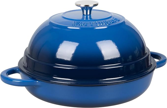Cast Iron Enameled Dutch Oven Pot with Lid for Bread Baking, Bread Oven, 6 Quart, Blue