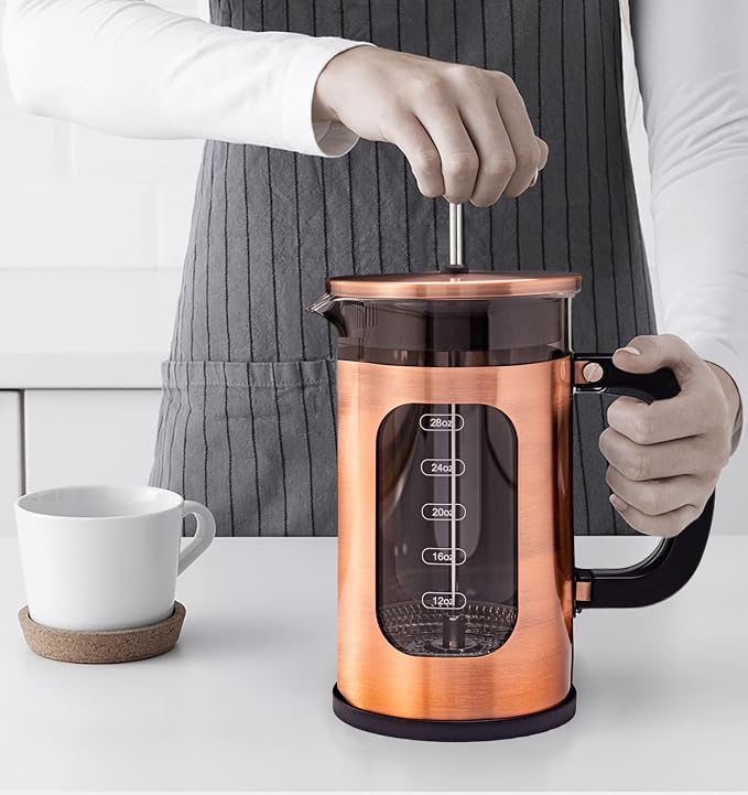 French Press Coffee Maker 8 cups 34 oz 304 Stainless Steel Coffee Press with 4 Filter Screens, Easy Clean Heat Resistant Borosilicate Glass - Free 100% BPA… (Candy Sparkle-AYUTYT, 34 oz)