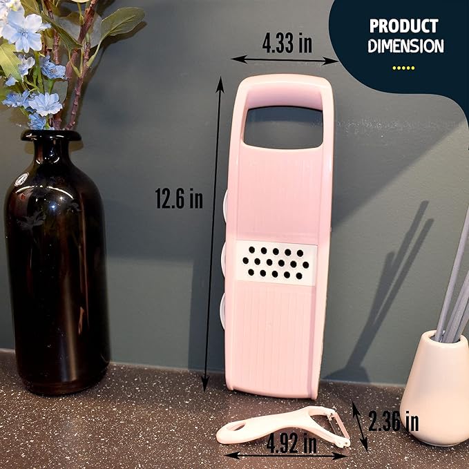 NACOLUS Mandoline Slicer for Kitchen Slicer Vegetable Cutter 5 In 1 Veggie Slicer Potato Slicer waffle fry cutter Hot Swap Mandolin with Peeler for Vegetables Carrot Shredder Cucumber Slicer - Pink | slicer vegetable cutter,hot-swap self-storage,effici...