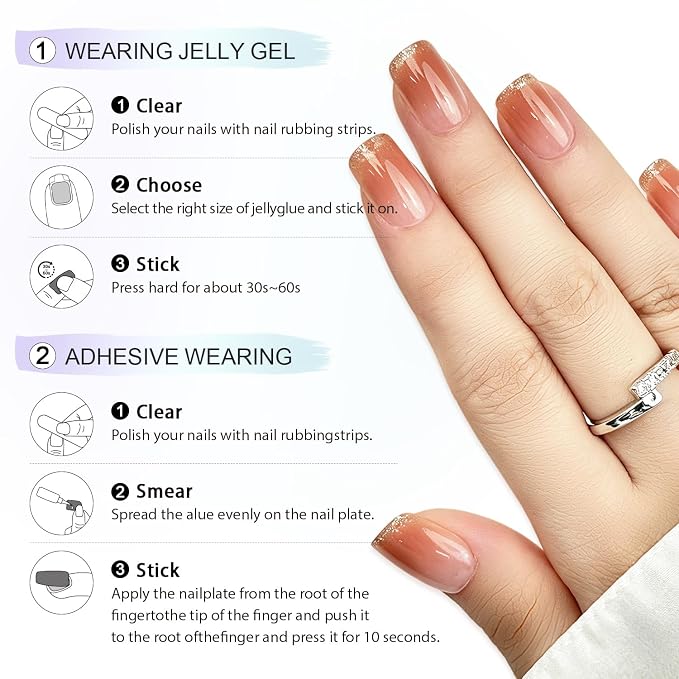 6 Packs (144 Pcs) | Reusable Press on Nails | cute nails | 6-Style Bundle | 12 Sizes | Each Style 24 Pcs | Black Gold Bow Heart