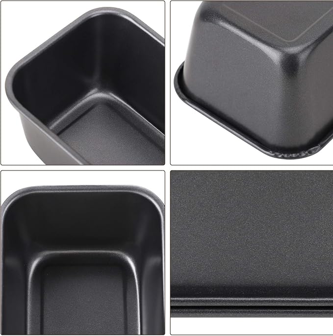Beasea Long Loaf Bread Pan, 12x4 Inch 2 Set Rectangle Loaf Pan, Nonstick Bread Pans Carbon Steel Toast Pan Black Cake Pan Loaf Baking Pans Bakeware for Oven Baking