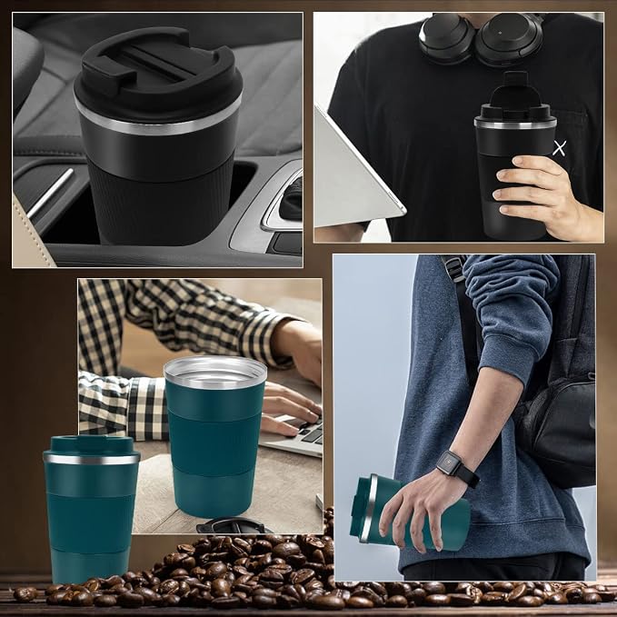 CS COSDDI 12 oz Coffee mug - Stainless Steel Coffee Cup with Leakproof Lid | Stainless Steel Double-wall insulation, 6-Hour Heat Retention, 360°Leak proof, BPA-free, Reusable And To Go Coffee Mug