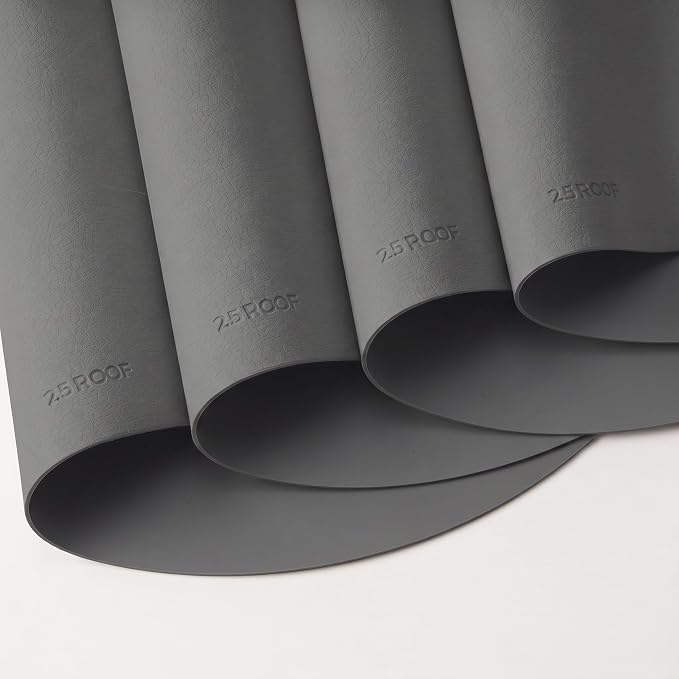 Grey Oval Silicone Placemats Set of 4 – Heat Resistant, Waterproof, Easy to Clean Non-Slip Modern Dining Table Mats – Premium Leather Textured Japandi Kitchen Decor