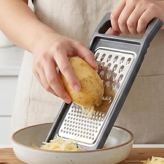 Cheese Grater with Handle, Stainless Steel, Cheese Shredder, Fruit and Vegetable Zester, Multifunction Kitchen Tool, Hampton Distribution
