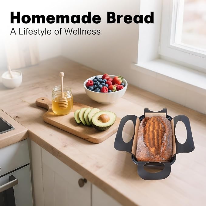 Loaf Pan with Liners Set: Nonstick 9 x 5 Inch Bread Pan for Homemade Baking | 2-Pack for Homemade Oven Baking - Rectangular Baking Tray for Kitchen Home Baker Make Sourdough Banana Sandwich 9x5 Brioche