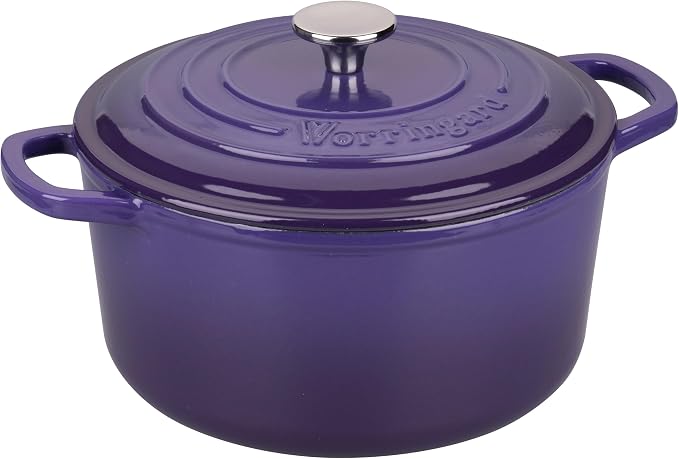 Enameled Cast Iron Dutch Oven Pot with Lid, for Sourdough Bread Baking, Round Dutch Ovens, 4.5 Quart, Purple