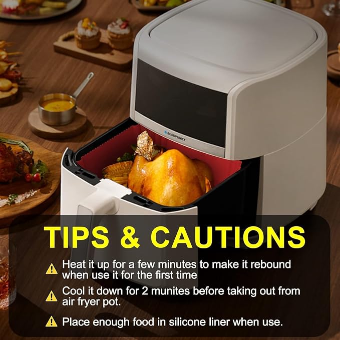 Large Silicone Air Fryer Liners Square 5-9 QT, 7.9 Inch Reusable Airfryer Liners Air Fryer Silicone Liners Pot Oven Liner Baking Tray, AirFryer Basket Mat Bowl Accessories, 2 Pack
