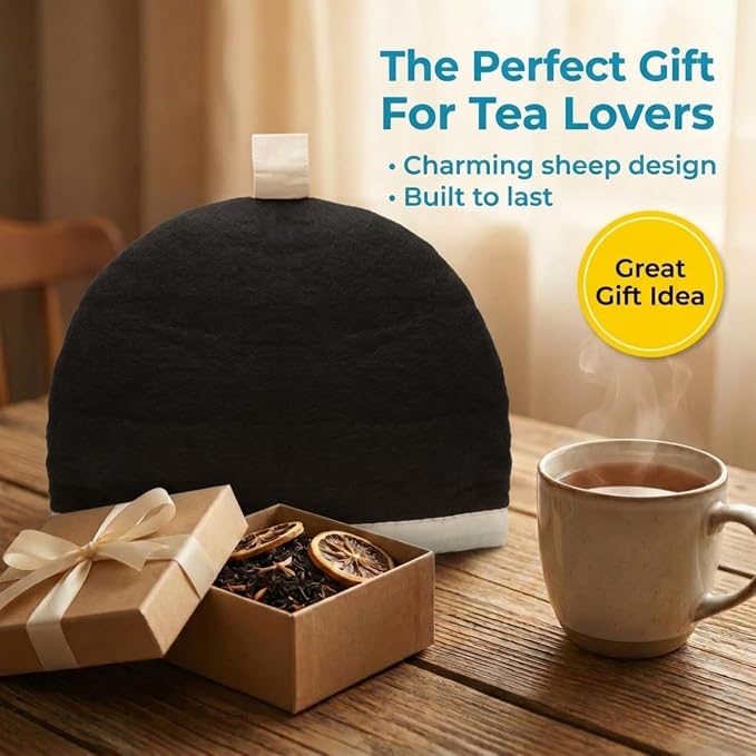 Glaciart One Wool Teapot Cozy Kettle Cover | Dome Shaped Large Tea Cosy, Kettle or French Press | Handmade & Needle Felted from Natural Wool | Warms Up to 2 Hours | Great as Gift